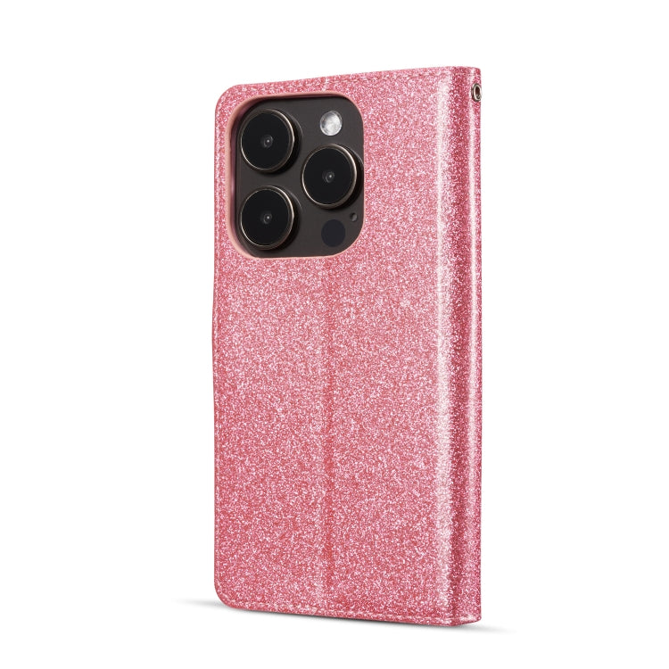 For iPhone 14 Pro Max Glitter Powder Love Leather Phone Case