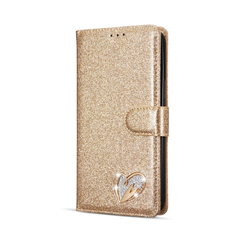 For iPhone 14 Pro Max Glitter Powder Love Leather Phone Case