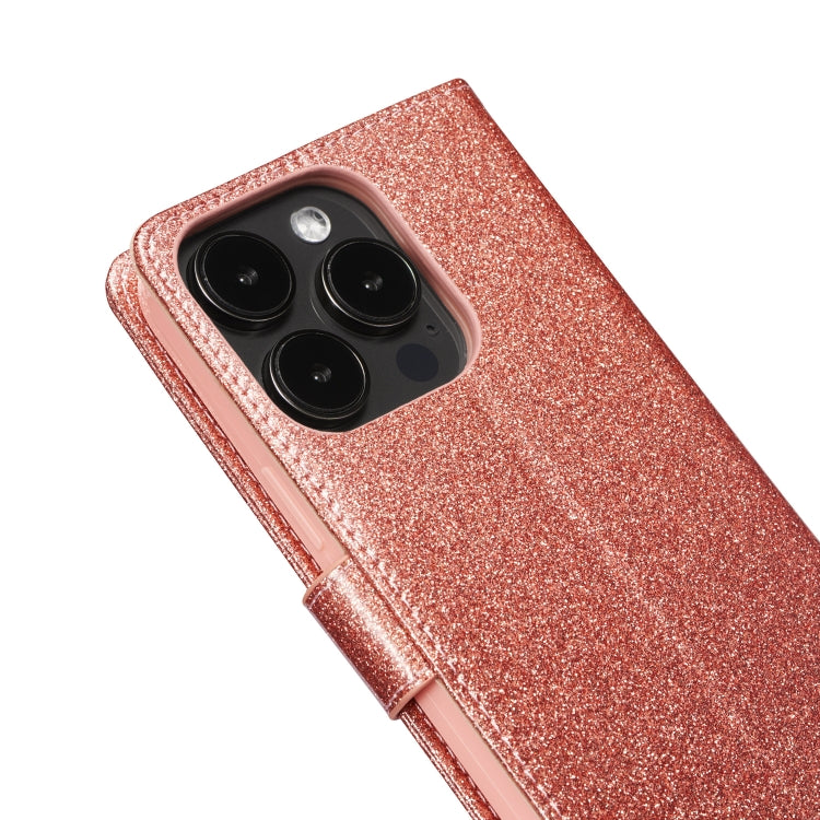 For iPhone 14 Pro Max Glitter Powder Love Leather Phone Case