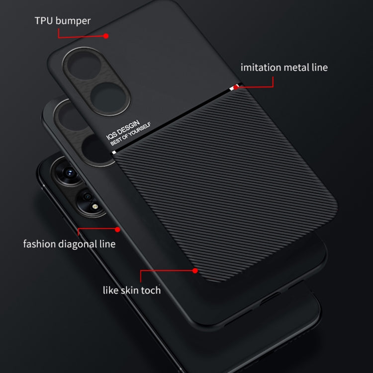 For OPPO A17 Classic Tilt Strip Grain Magnetic Shockproof PC + TPU Case