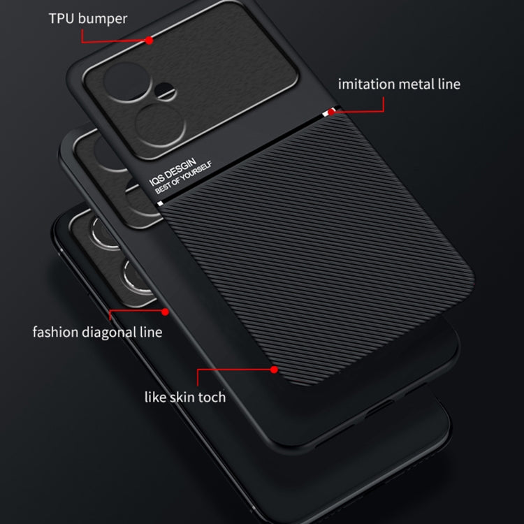 For Xiaomi Poco M4 5G Classic Tilt Strip Grain Magnetic Shockproof PC + TPU Case