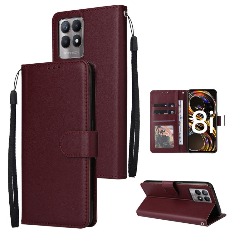 For Realme 8i Multifunctional Horizontal Flip Leather Case with Three Card Slot