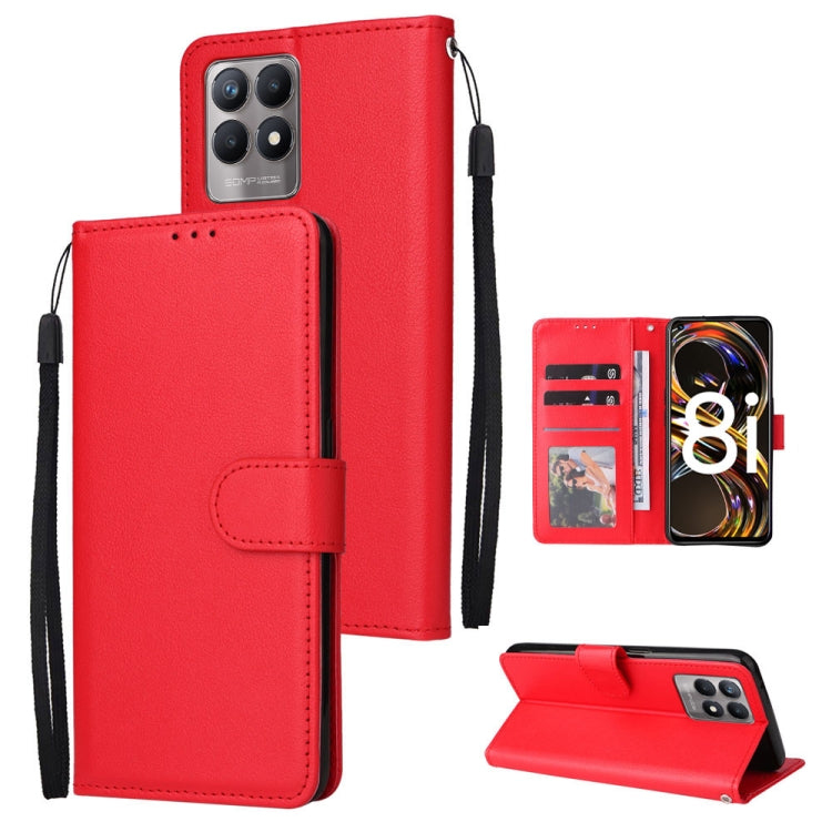 For Realme 8i Multifunctional Horizontal Flip Leather Case with Three Card Slot