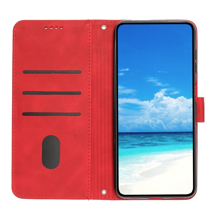 For Samsung Galaxy A14 5G Skin Feel Heart Pattern Leather Phone Case With Lanyard