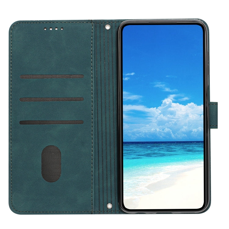 For Samsung Galaxy S23+ 5G Skin Feel Heart Pattern Leather Phone Case With Lanyard