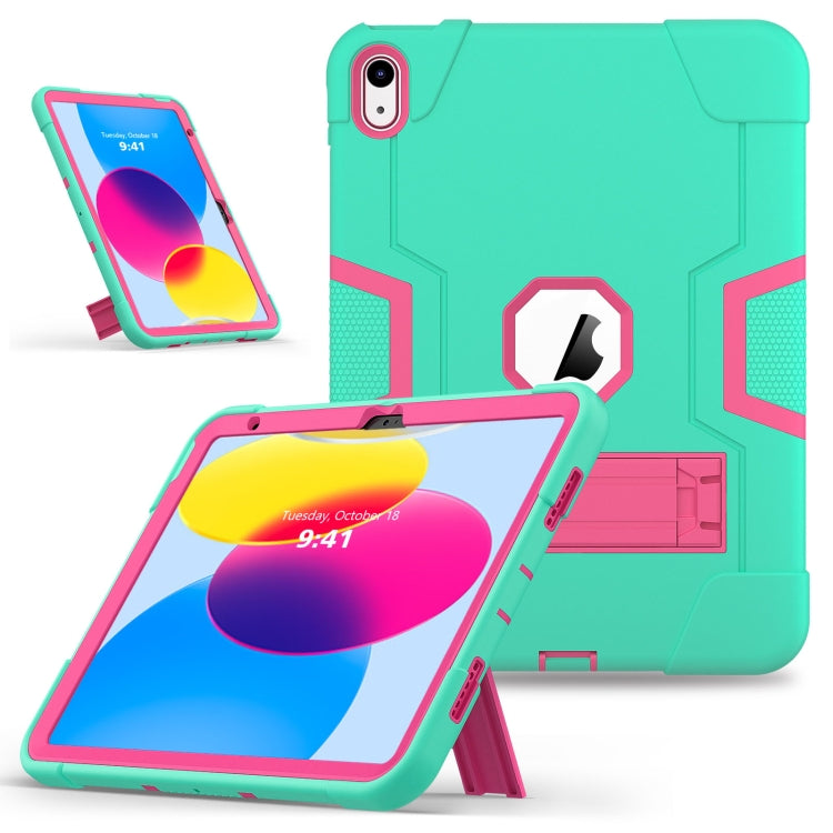 For iPad 10th Gen 10.9 2022 Contrast Color Silicone + PC Tablet Case with Holder