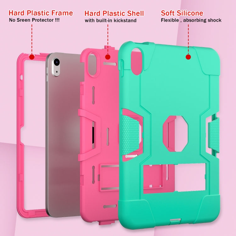 For iPad 10th Gen 10.9 2022 Contrast Color Silicone + PC Tablet Case with Holder