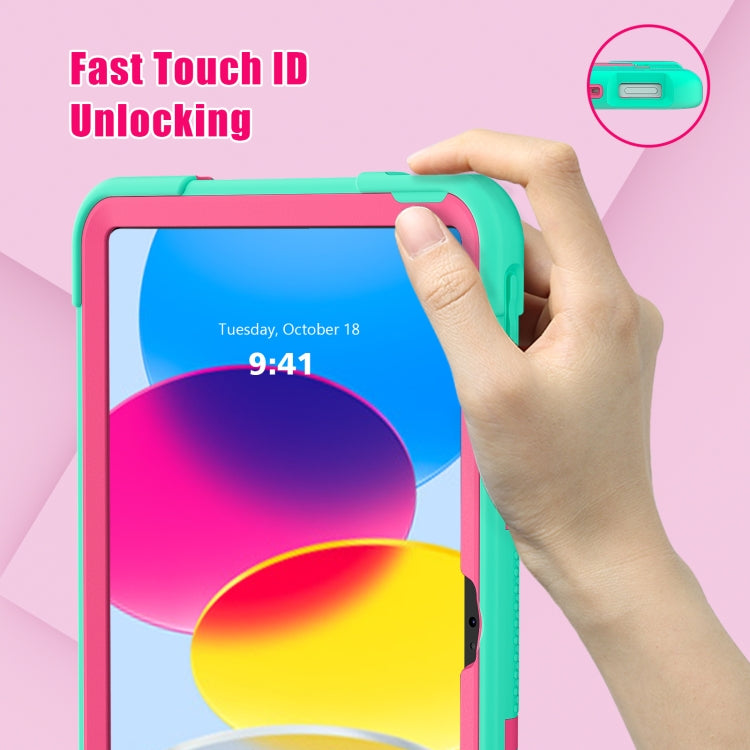 For iPad 10th Gen 10.9 2022 Contrast Color Silicone + PC Tablet Case with Holder