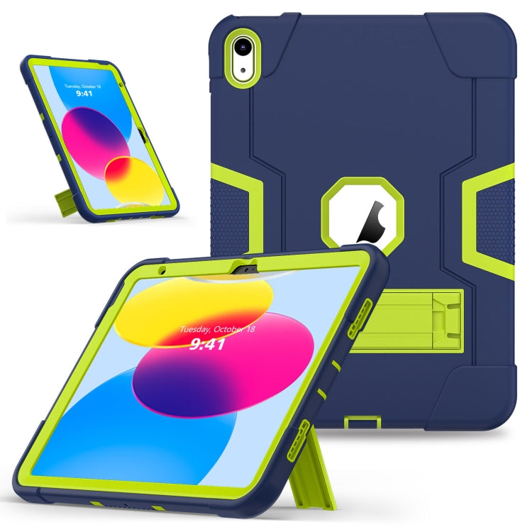 For iPad 10th Gen 10.9 2022 Contrast Color Silicone + PC Tablet Case with Holder