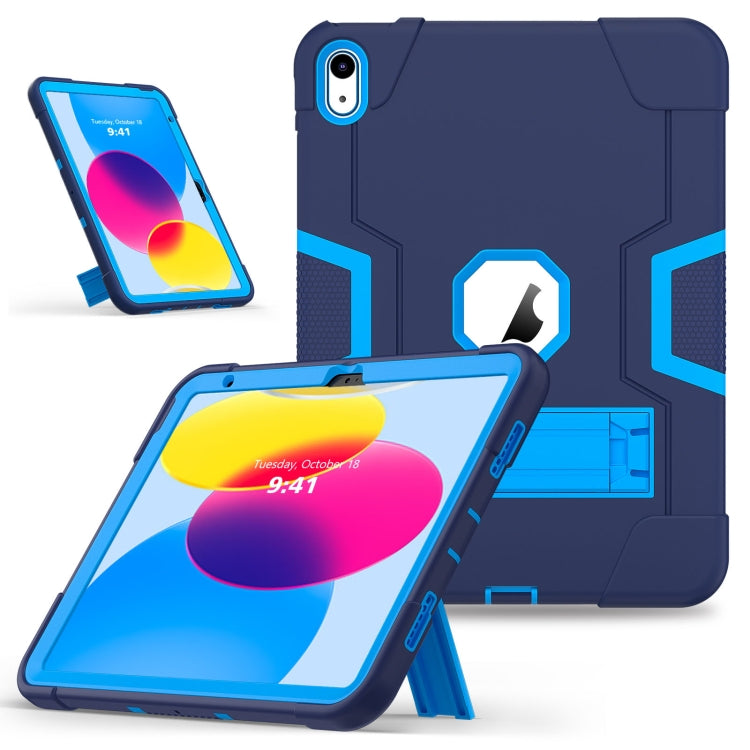 For iPad 10th Gen 10.9 2022 Contrast Color Silicone + PC Tablet Case with Holder