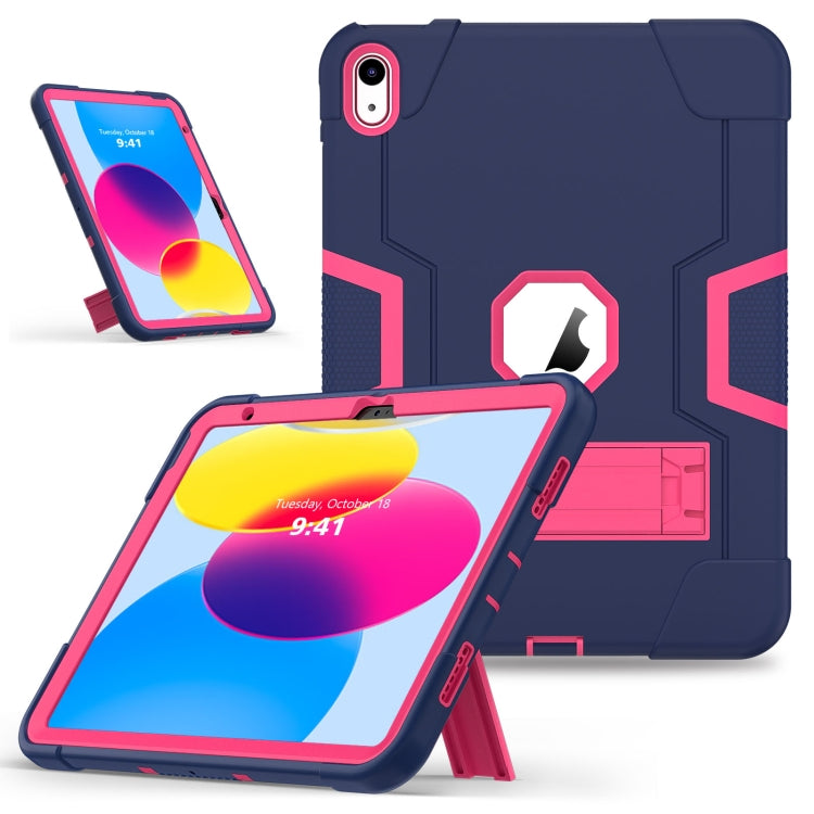 For iPad 10th Gen 10.9 2022 Contrast Color Silicone + PC Tablet Case with Holder