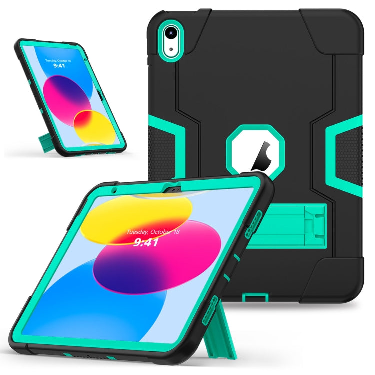 For iPad 10th Gen 10.9 2022 Contrast Color Silicone + PC Tablet Case with Holder