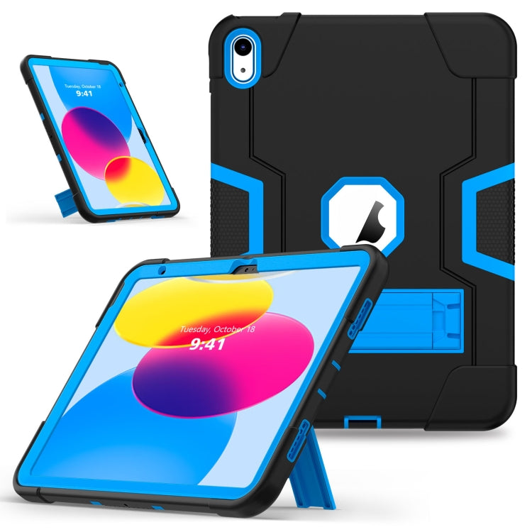 For iPad 10th Gen 10.9 2022 Contrast Color Silicone + PC Tablet Case with Holder