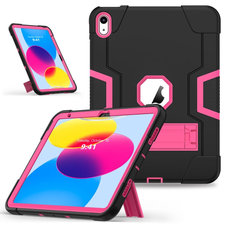For iPad 10th Gen 10.9 2022 Contrast Color Silicone + PC Tablet Case with Holder