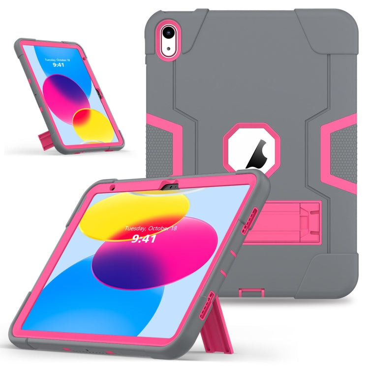 For iPad 10th Gen 10.9 2022 Contrast Color Silicone + PC Tablet Case with Holder