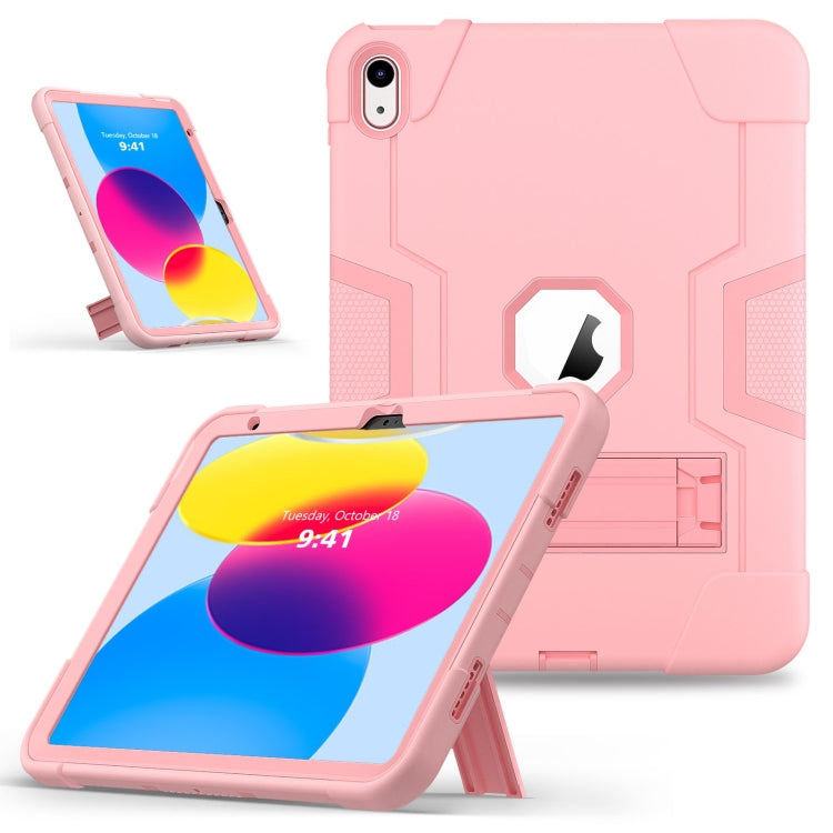 For iPad 10th Gen 10.9 2022 Contrast Color Silicone + PC Tablet Case with Holder