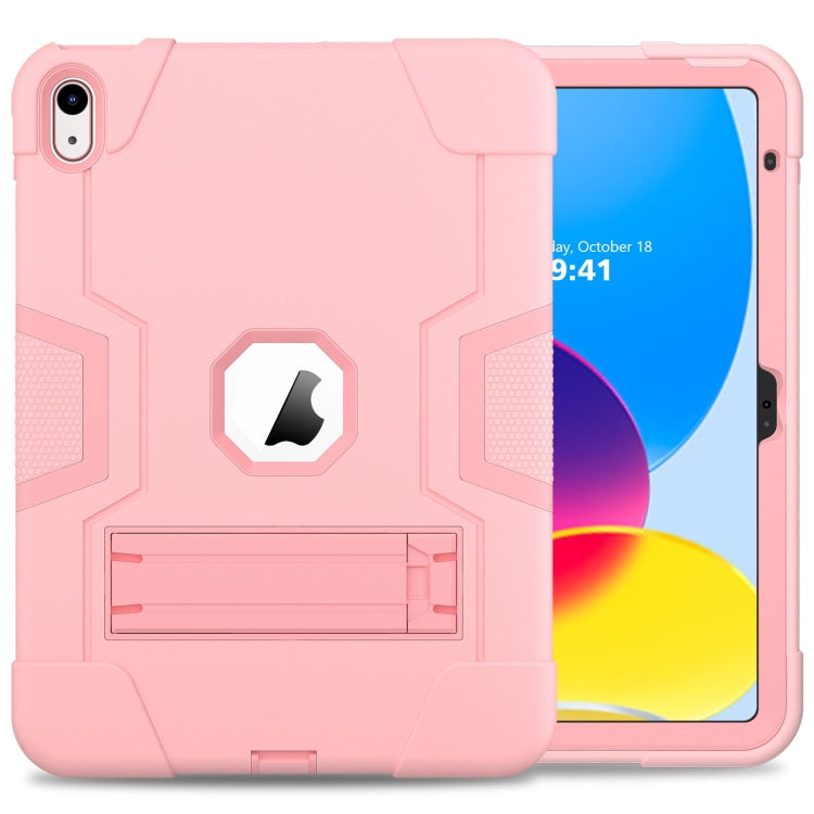 For iPad 10th Gen 10.9 2022 Contrast Color Silicone + PC Tablet Case with Holder