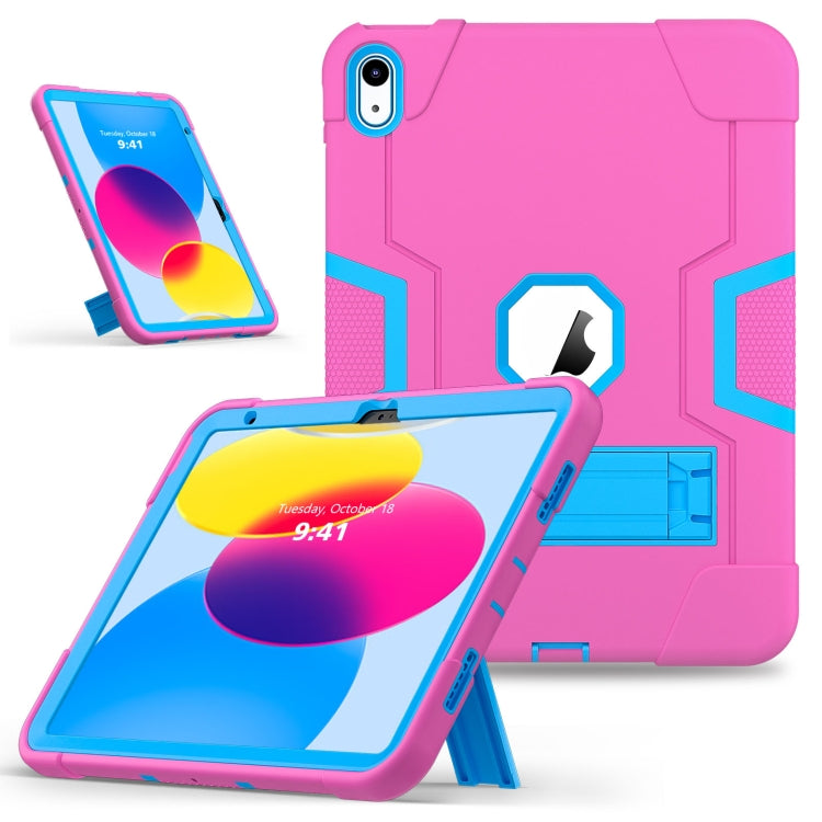 For iPad 10th Gen 10.9 2022 Contrast Color Silicone + PC Tablet Case with Holder