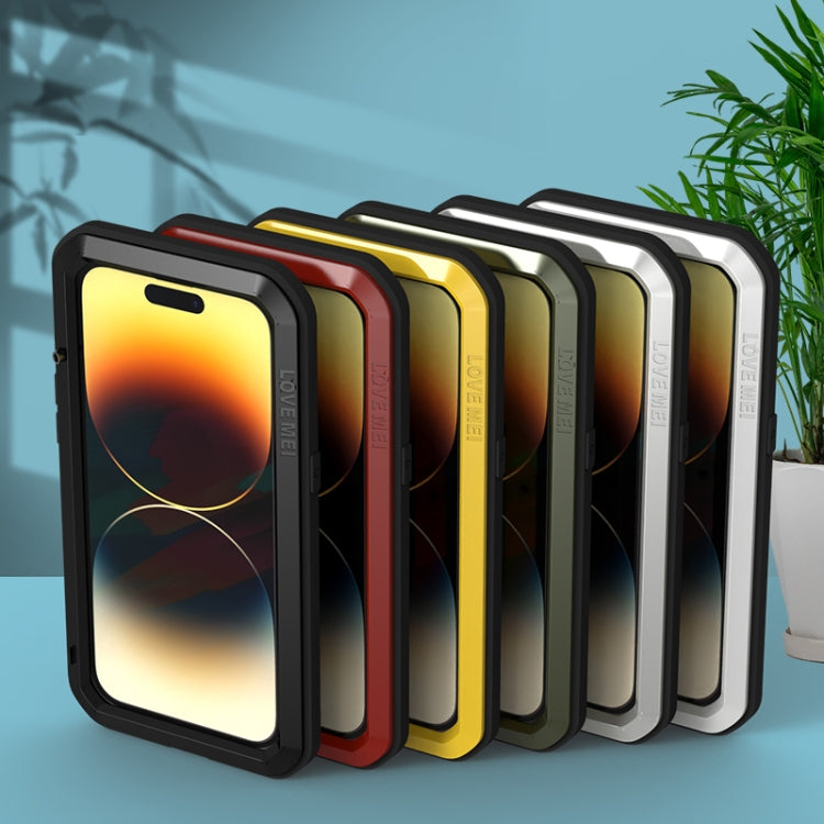 For iPhone 14 Pro LOVE MEI Metal Shockproof Life Waterproof Dustproof Phone Case