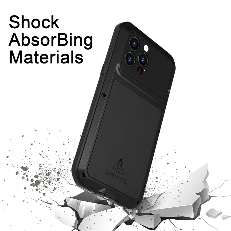 For iPhone 14 Pro LOVE MEI Metal Shockproof Life Waterproof Dustproof Phone Case
