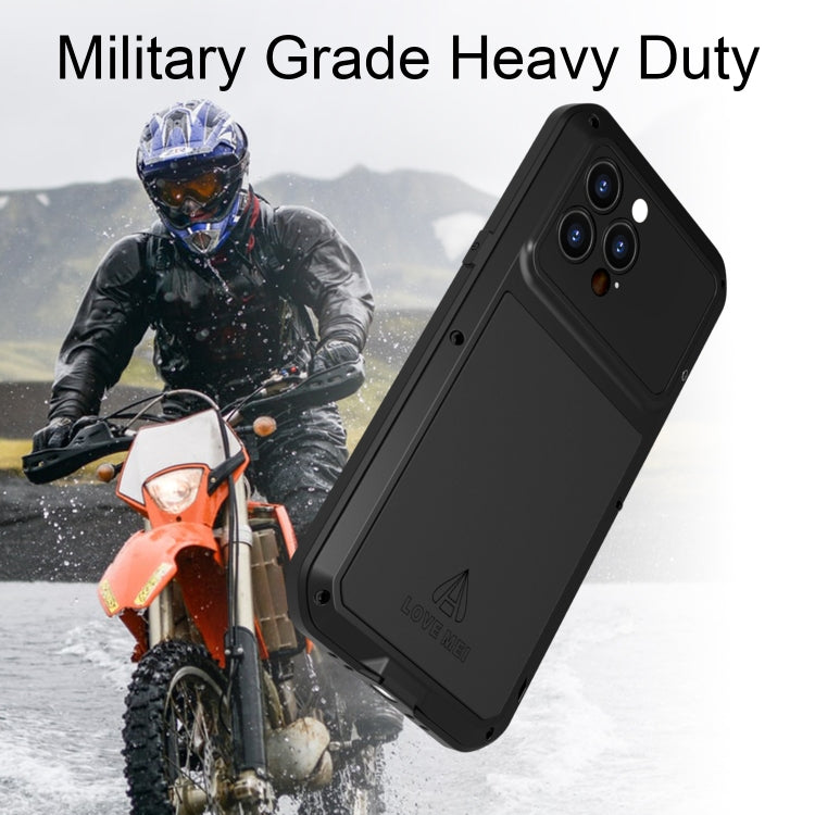For iPhone 14 Pro LOVE MEI Metal Shockproof Life Waterproof Dustproof Phone Case
