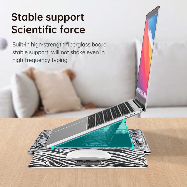 For 13 inch Laptop Zebra Pattern PU Leather Laptop Sleeve Bag