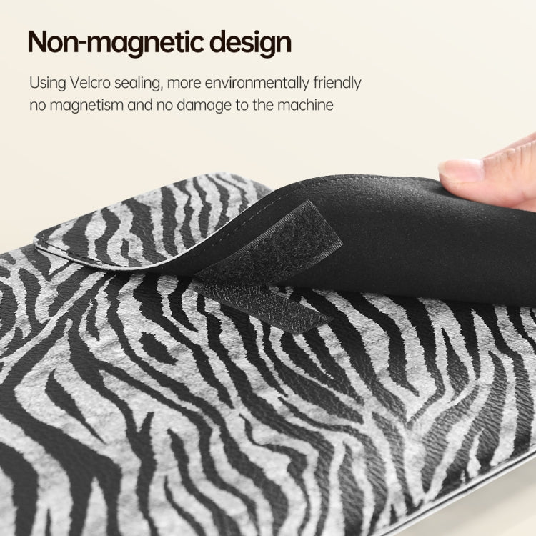 For 13 inch Laptop Zebra Pattern PU Leather Laptop Sleeve Bag