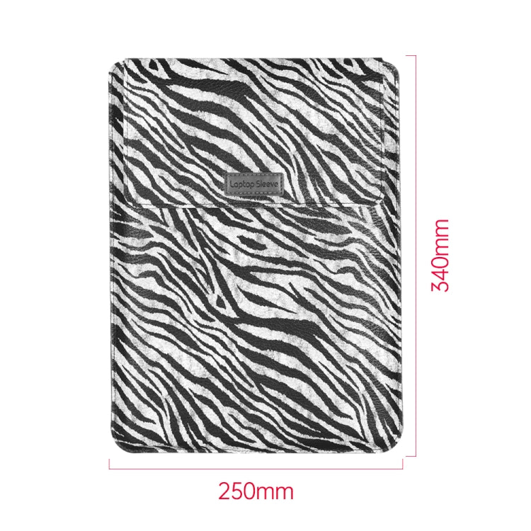 For 14 inch Laptop Zebra Pattern PU Leather Laptop Sleeve Bag