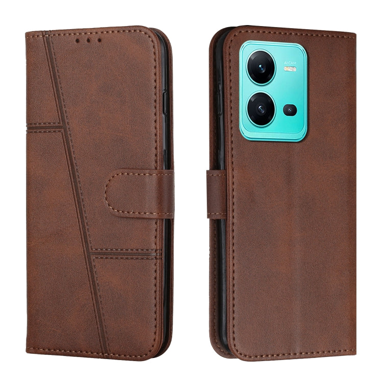 For vivo V25 / V25e Stitching Calf Texture Buckle Leather Phone Case