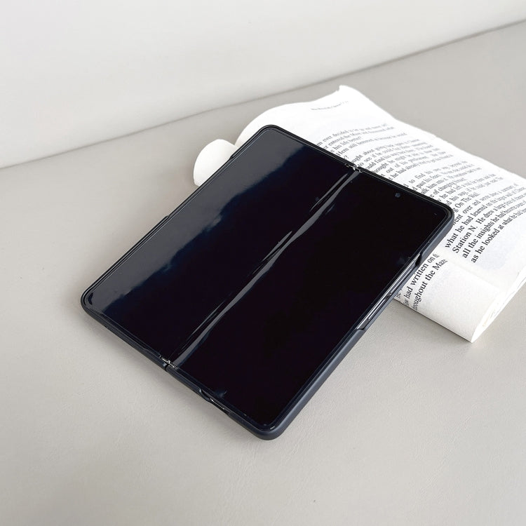 For Samsung Galaxy Z Fold4 Litchi Texture Metal Stand Folding Phone Case