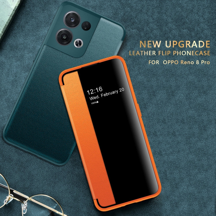 For OPPO Reno8 Pro Magnetic Side Window View Flip Leather Phone Case