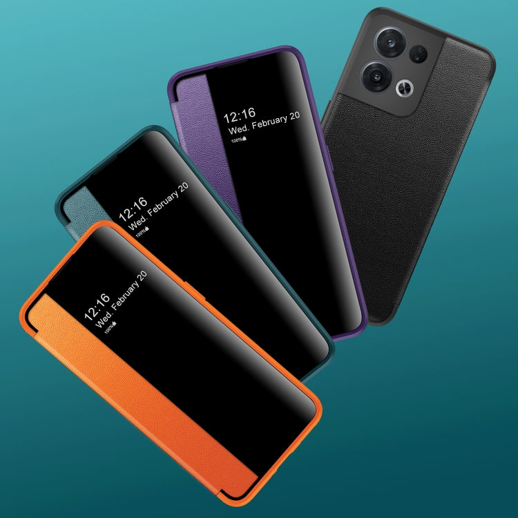 For OPPO Reno8 Pro Magnetic Side Window View Flip Leather Phone Case