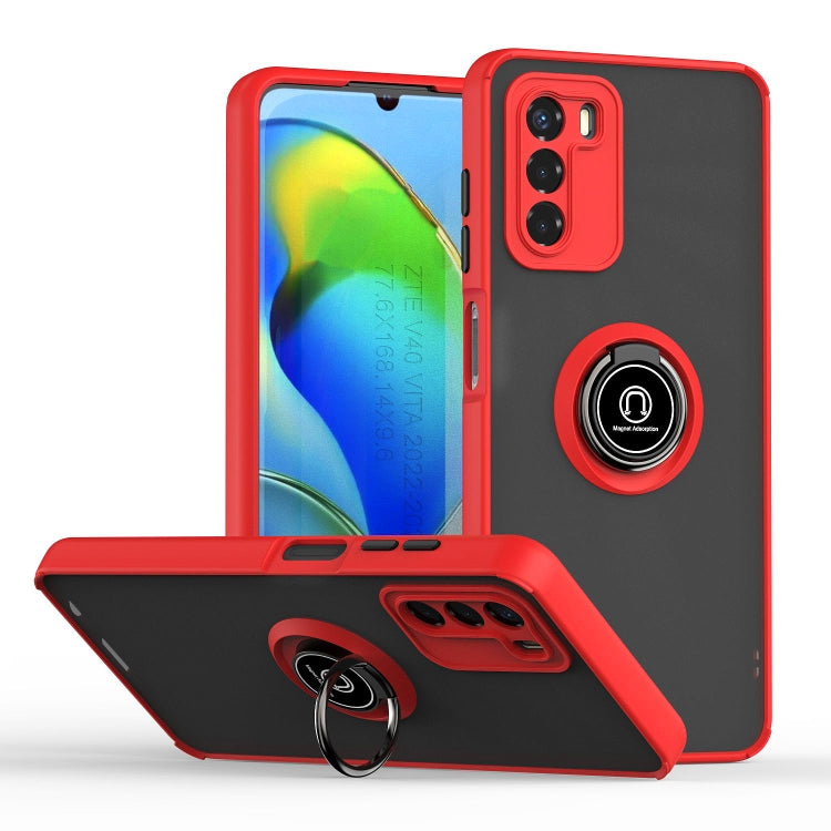 For ZTE Blade V40 Vita Q Shadow 1 Series TPU + PC Phone Case with Ring