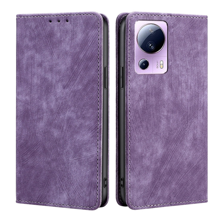 For Xiaomi Civi 2 5G RFID Anti-theft Brush Magnetic Leather Phone Case