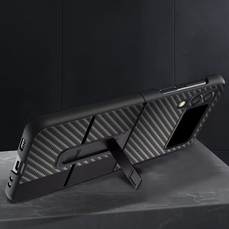 For Samsung Galaxy Z Flip3 5G Carbon Brazed Metal Bracket Folding Phone Case