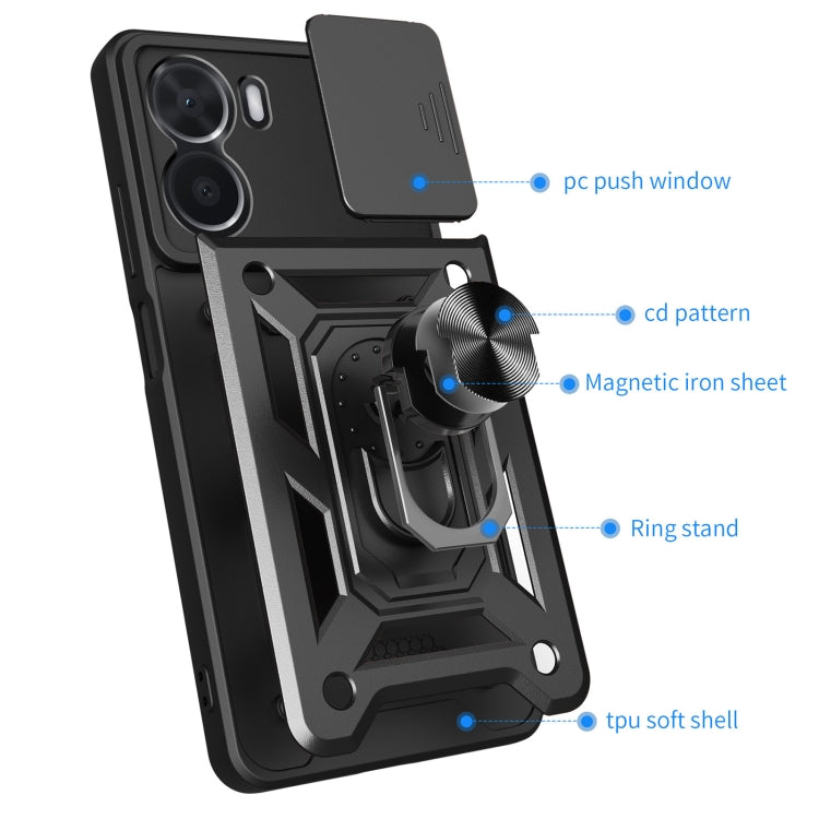 For vivo Y16 4G Sliding Camera Cover Design TPU+PC Phone Case