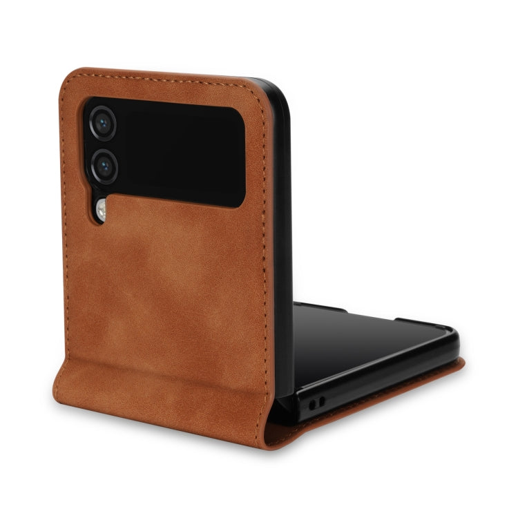 For Samsung Galaxy Z Flip3 5G Line Stitching Phone Leather Case with Card Slot