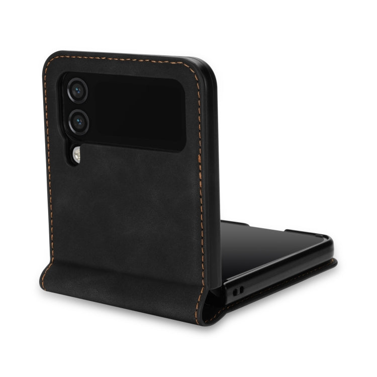 For Samsung Galaxy Z Flip4 Line Stitching Phone Leather Case with Card Slot