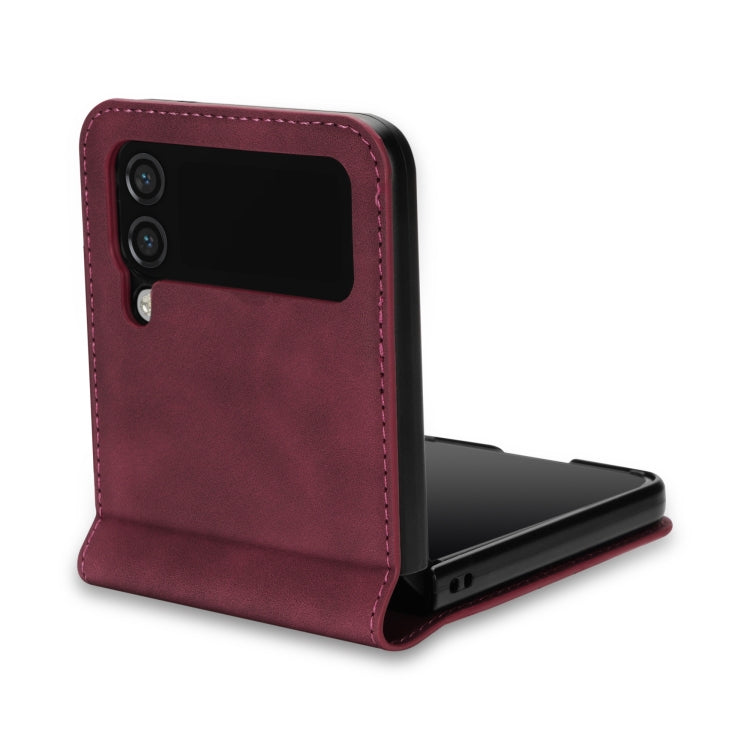 For Samsung Galaxy Z Flip4 Line Stitching Phone Leather Case with Card Slot