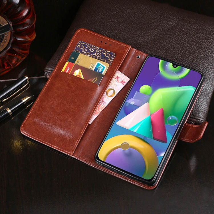 For Galaxy M21 idewei Crazy Horse Texture Horizontal Flip Leather Case with Holder & Card Slots & Wallet