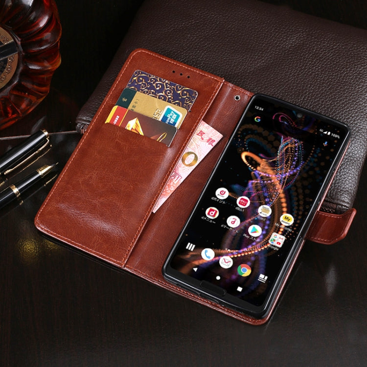 For Sharp Aquos R 5G idewei Crazy Horse Texture Horizontal Flip Leather Case with Holder & Card Slots & Wallet