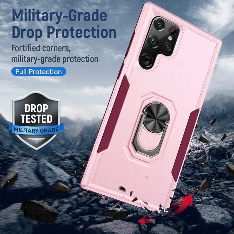 For Samsung Galaxy S23 Ultra 5G Pioneer Armor PC + TPU Holder Phone Case