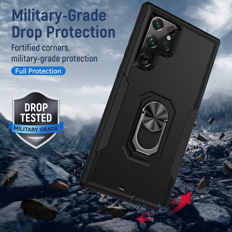 For Samsung Galaxy S23 Ultra 5G Pioneer Armor PC + TPU Holder Phone Case