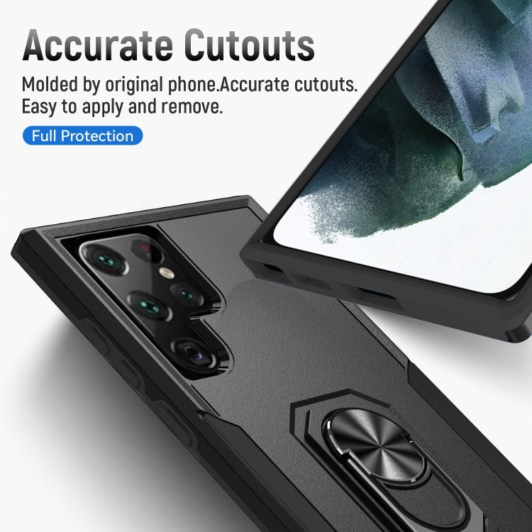 For Samsung Galaxy S23 Ultra 5G Pioneer Armor PC + TPU Holder Phone Case