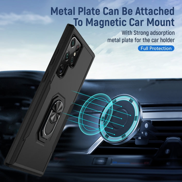 For Samsung Galaxy S23 Ultra 5G Pioneer Armor PC + TPU Holder Phone Case
