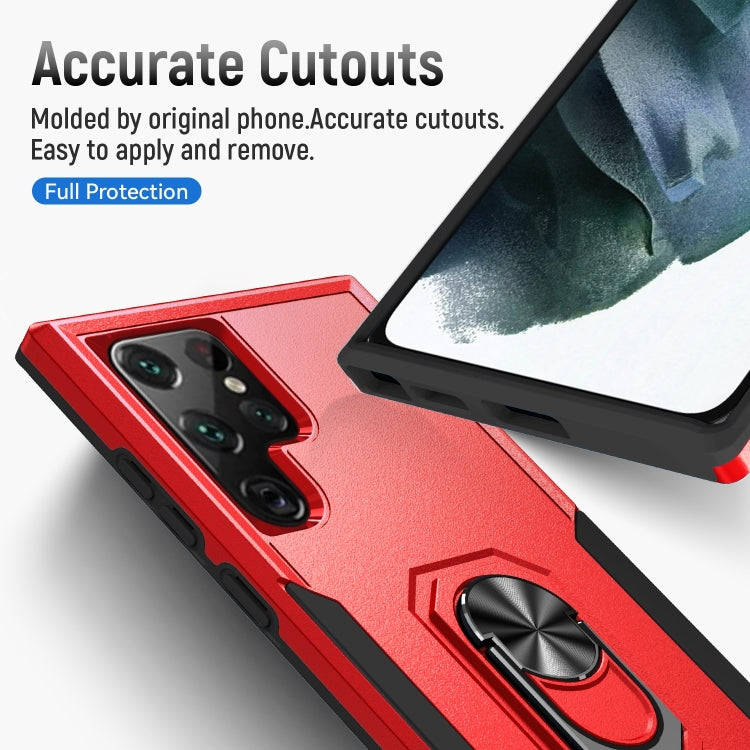 For Samsung Galaxy S23 Ultra 5G Pioneer Armor PC + TPU Holder Phone Case