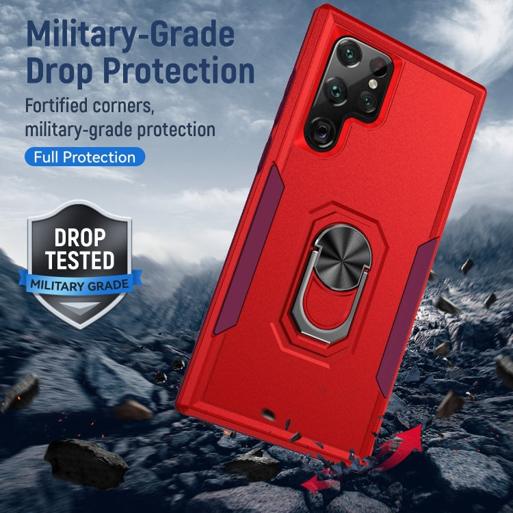 For Samsung Galaxy S23 Ultra 5G Pioneer Armor PC + TPU Holder Phone Case