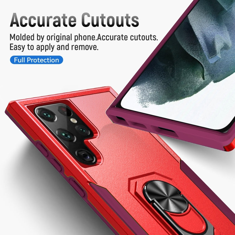 For Samsung Galaxy S23 Ultra 5G Pioneer Armor PC + TPU Holder Phone Case
