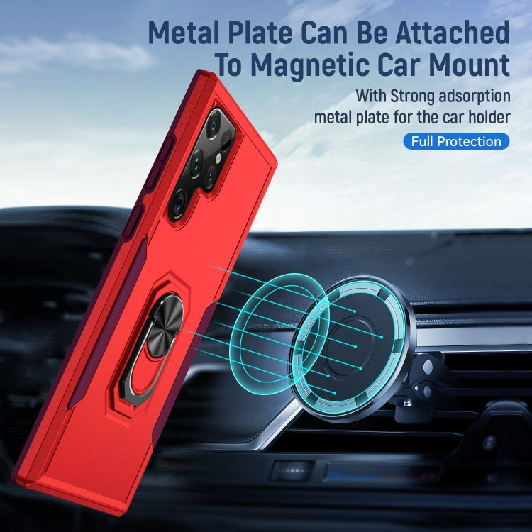 For Samsung Galaxy S23 Ultra 5G Pioneer Armor PC + TPU Holder Phone Case