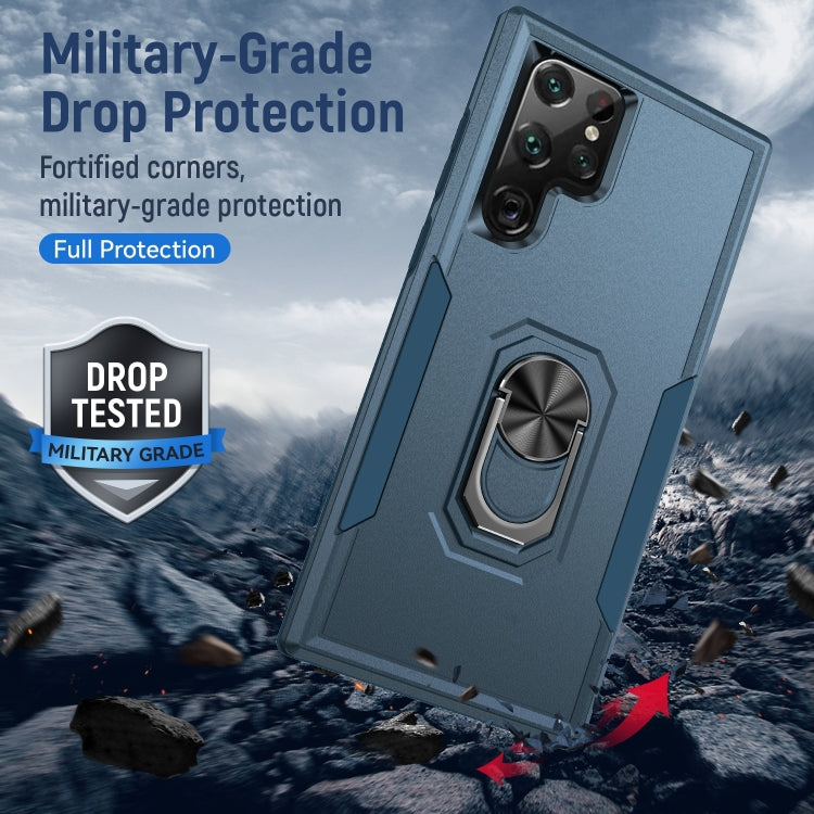 For Samsung Galaxy S23 Ultra 5G Pioneer Armor PC + TPU Holder Phone Case